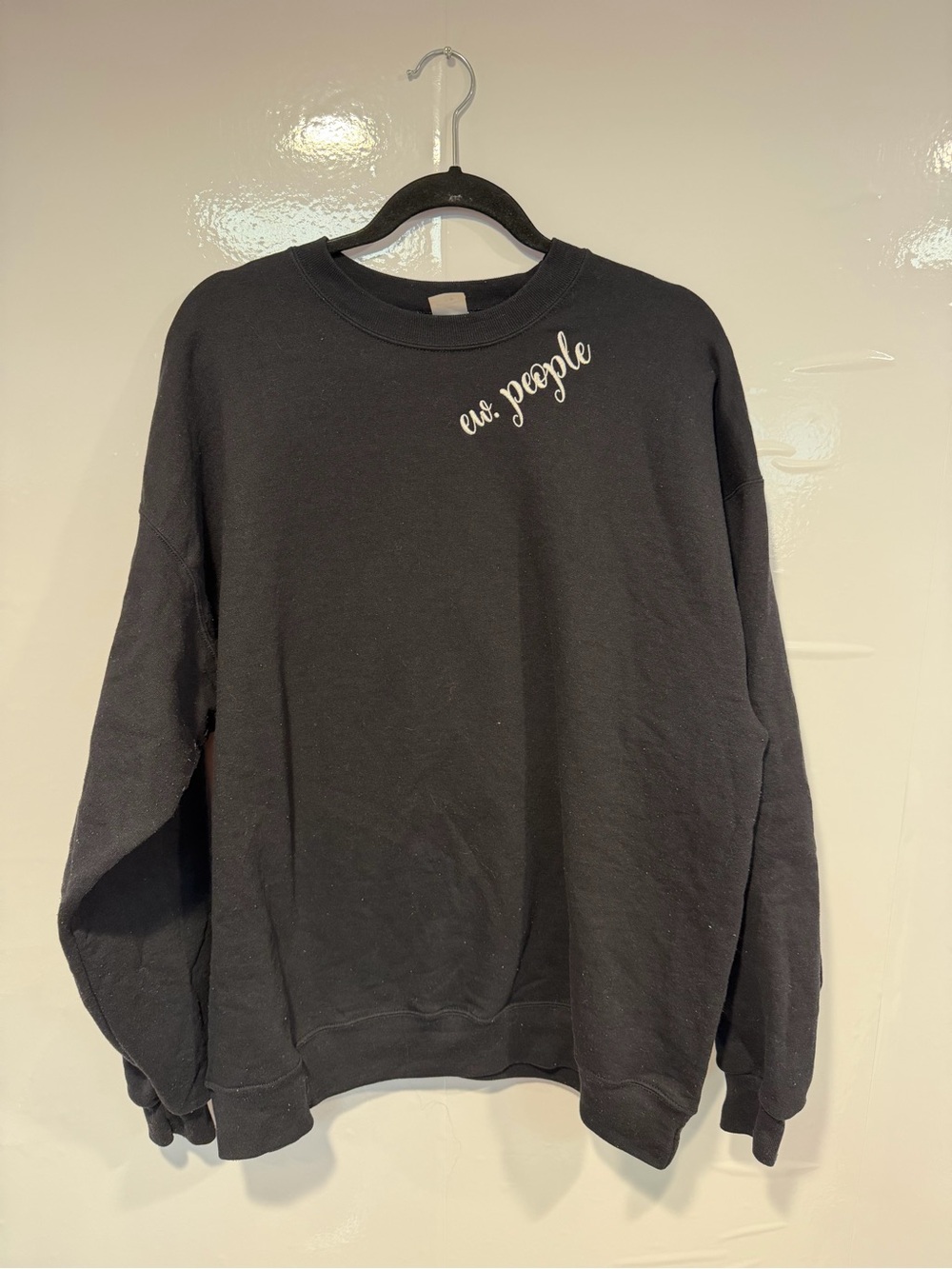 Hanes Black Crewneck Sweater with "ew, people" Script